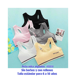 Peto de niña algodón talla estándar y colores surtidas la docena 