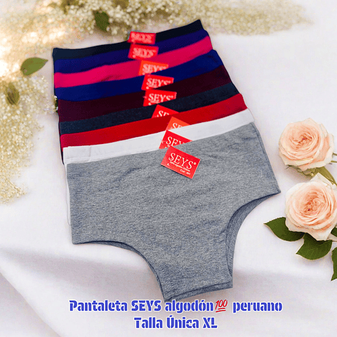 Pantaleta algodón💯 peruano talla única XL y colores surtidas la docena 