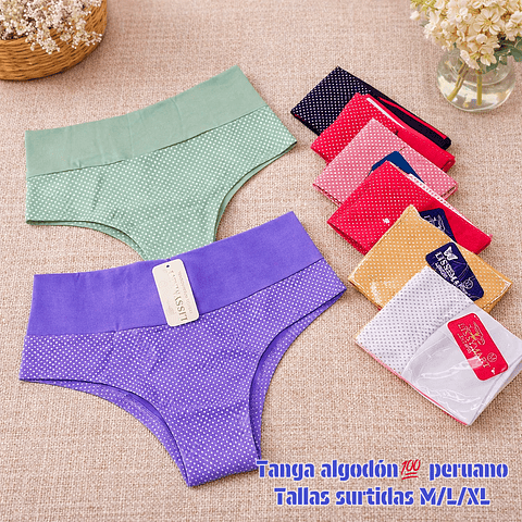 Tanga algodón💯 peruano tallas surtidas y colores surtidas la docena 