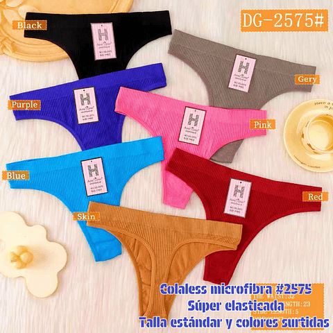 Colaless microfibra con excelente elasticidad talla estándar y colores surtidas la docena 