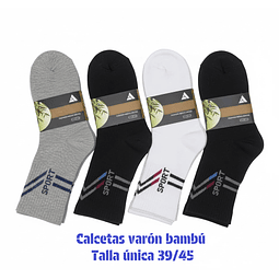 Calcetas varón bambú talla 39/45 y colores surtidas la docena 