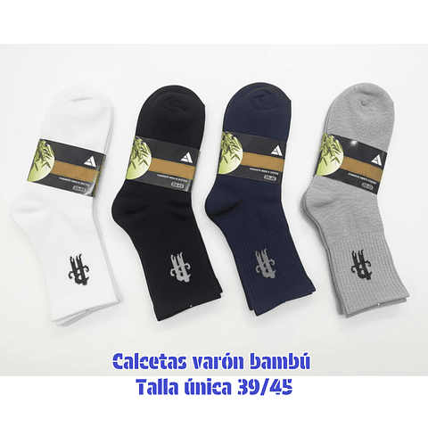 Calcetas varón bambú talla 39/45 y colores surtidas la docena 