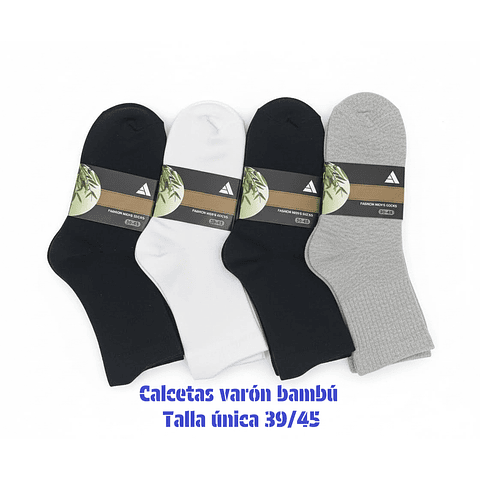 Calcetas varón bambú talla 39/45 y colores surtidas la docena 
