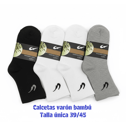 Calcetas varón bambú talla 39/45 y colores surtidas la docena 