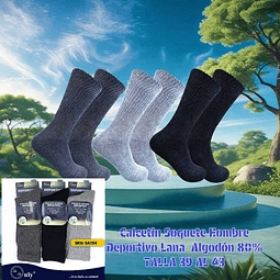 Calcetas varón lana algodón MARCA ONLY ZAZA 39/43 y colores surtidas la docena 