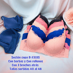 Sostén copa D tallas y colores surtidas la docena 