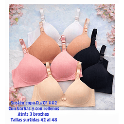 Sostén copa D tallas y colores surtidas la docena 