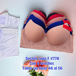 Sostén copa F tallas y colores surtidas la docena 