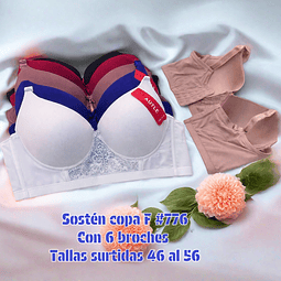 Sostén copa F tallas y colores surtidas la docena 
