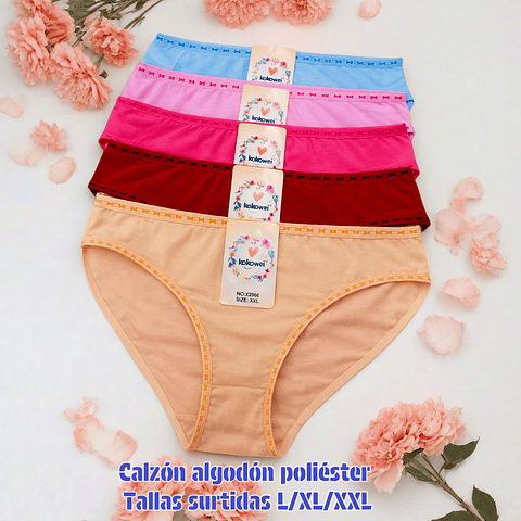 Calzón Lola algodón poliéster tallas y colores surtidas la docena