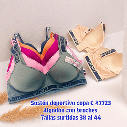 Sostén deportivo copa C #7723 tallas y colores surtidas la docena 