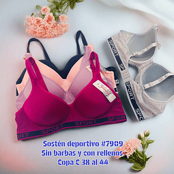 Sostén deportivo copa C #7909 tallas y colores surtidas la docena 