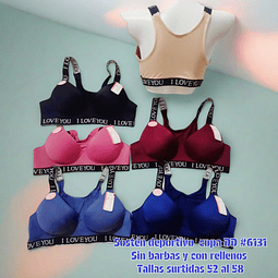 Sostén deportivo copa DD #6131 tallas y colores surtidas la docena 