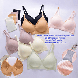 Sostén copa B invisible sin barbas y con rellenos /tallas y colores surtidas la docena 