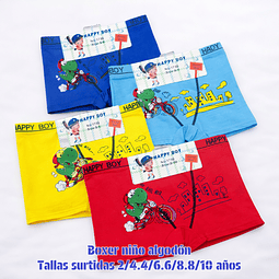 Boxer niño algodón tallas y colores surtidas la docena 