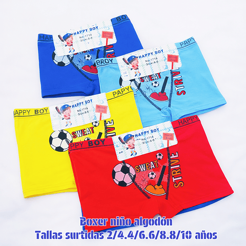 Boxer niño algodón tallas y colores surtidas la docena 