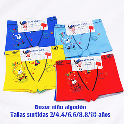 Boxer niño algodón tallas y colores surtidas la docena 