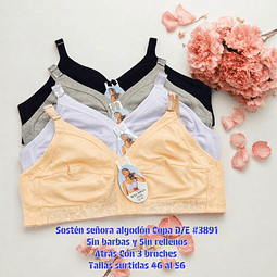 Sostén señora algodón Copa D/E tallas y surtidas la docena 