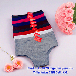 Pantaleta SEYS algodón💯 peruano talla especial XXL y colores surtidas la docena 