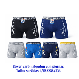 Bóxer varón algodón con piernas tallas y colores surtidas la docena 