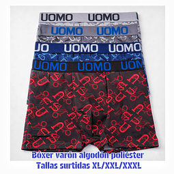 Bóxer varón algodón poliéster tallas y colores surtidas la docena 