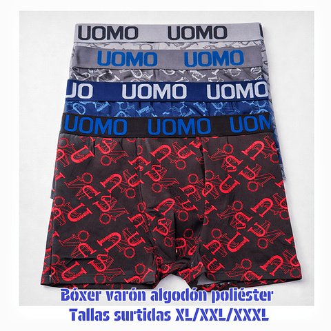 Bóxer varón algodón poliéster tallas y colores surtidas la docena 