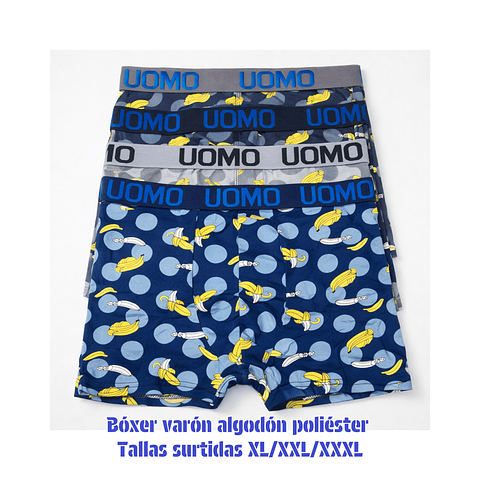 Bóxer varón algodón poliéster tallas y colores surtidas la docena 