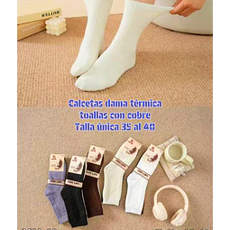 Calcetas Dama térmica toallas con cobre talla única la docena 