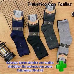 Calcetas Varón Diabético térmica toallas con cobre talla única la docena 