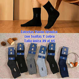 Calcetas Varón Diabético térmica toallas con cobre talla única la docena 