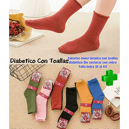 Calcetas Dama Diabético térmica toallas con cobre talla única la docena 