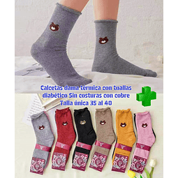 Calcetas Dama Diabético térmica toallas con cobre talla única la docena 