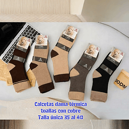 Calcetas Dama térmica toallas con cobre talla única la docena 