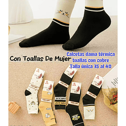 Calcetas Dama térmica toallas con cobre talla única la docena 