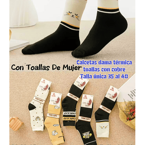 Calcetas Dama térmica toallas con cobre talla única la docena 