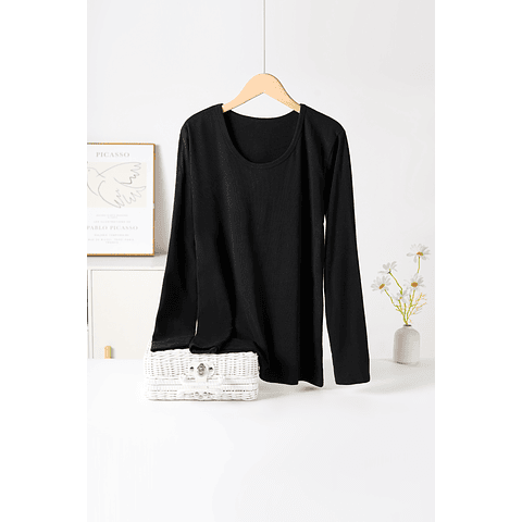 Camiseta SEYS Dama BAMBÚ CON POLAR 3401 Diseño Acanalado Fino Tallas surtidas y colores 8 NEGRA+4 BLANCA la docena 