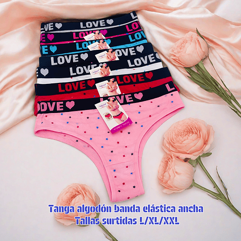 Tanga algodón elástica ancha tallas y colores surtidas la docena 