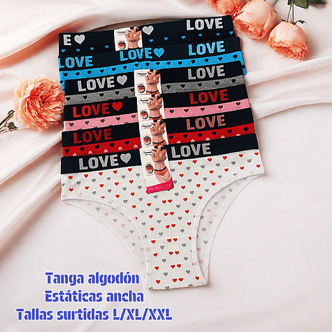 Tanga algodón elástica ancha tallas y colores surtidas la docena 