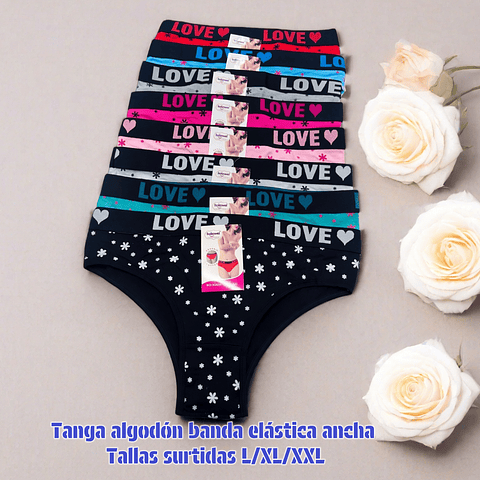 Tanga algodón elástica ancha tallas y colores surtidas la docena 