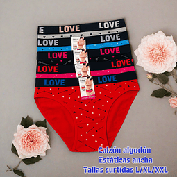 Calzón algodón elástica ancha tallas y colores surtidas la docena 