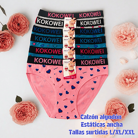 Calzón algodón elástica ancha tallas y colores surtidas la docena 