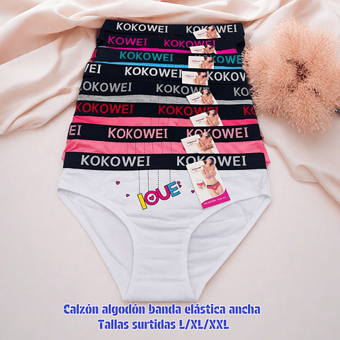 Calzón algodón elástica ancha tallas y colores surtidas la docena 
