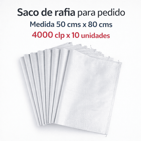 Saco de rafia medidas 50 x 80 cms por 10 unidas 