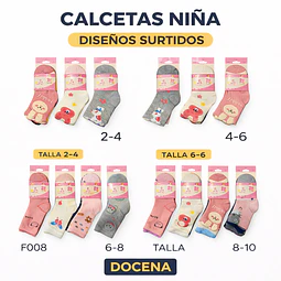 Calcetas largas niña delgadas bambú talla única 6/8 años la docena 