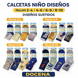 Calcetas largas niño delgadas bambú talla única 8/10 años la docena 