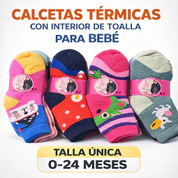 Calcetas bebé niña térmicas con toallas talla única 0/24 meses la docena 