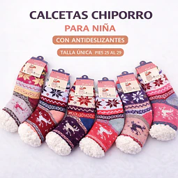 Calcetas Chiporro niña con antideslizantes talla única 25/29 la docena 