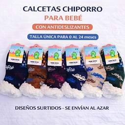 Calcetas Chiporro bebé con antideslizantes talla única 0 al 24 meses la docena 