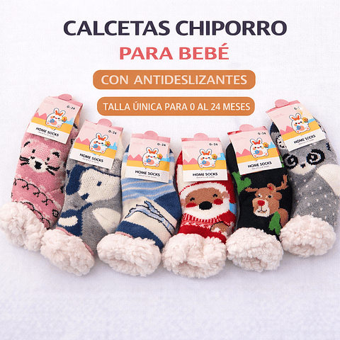 Calcetas Chiporro bebé con antideslizantes talla única 0 al 24 meses la docena 