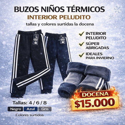 Buzos Niñ@s unisex interior plush peluditos tallas 4/6/8 surtidas la docena 